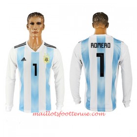 Maillot/Tenue Argentine Romero 1 Domicile Coupe du monde 2018 Manche Longue